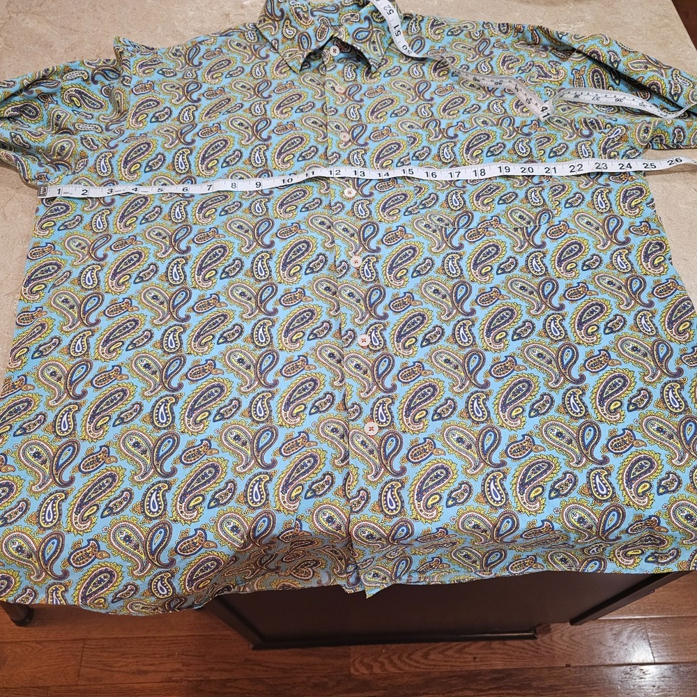 Men's Alan Flusser Blue Paisley Button Down Shirt Long Sleeve Size Large - Picture 3 of 7